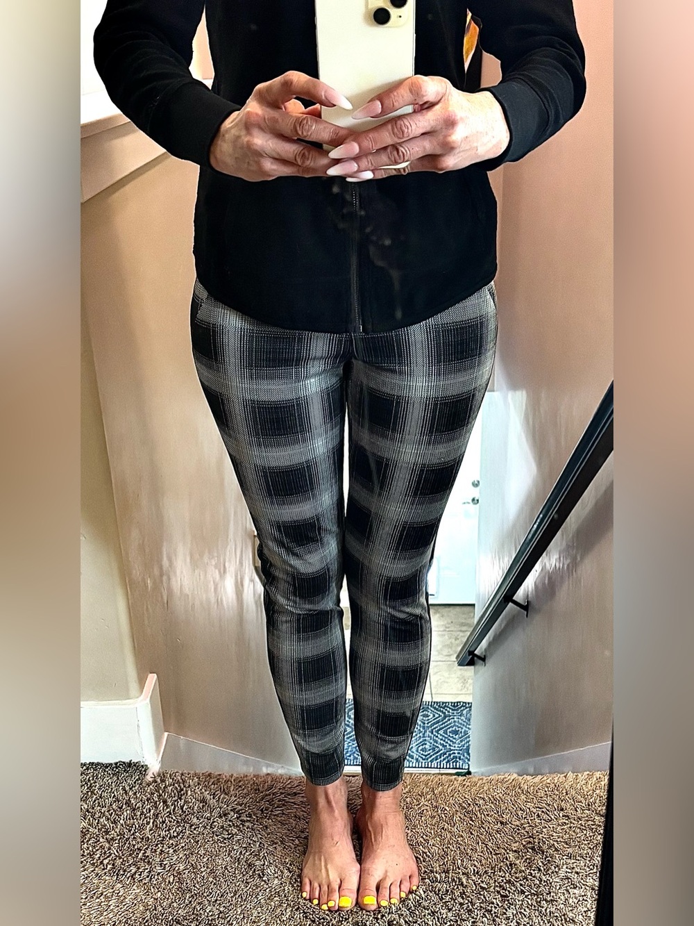 Plaid Ponte Capri Style Pants